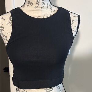 Zara Black Fitted Crop Tank Top